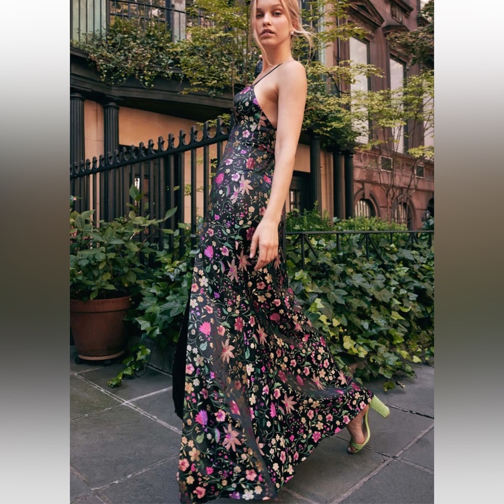 NWT Lulus Divine Decadence Floral Brocade Sleeveless Maxi Dress